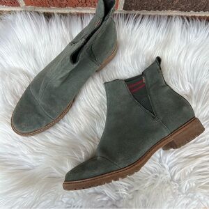 TOMS Olive Green Suede Ankle Slip On Booties